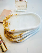 Load image into Gallery viewer, White Marble Inspired Resin Trinket Dish, Jewelry Tray, Vanity Tray