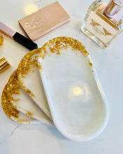 Load image into Gallery viewer, White Marble Inspired Resin Trinket Dish, Jewelry Tray, Vanity Tray