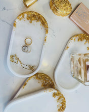 Load image into Gallery viewer, White Marble Inspired Resin Trinket Dish, Jewelry Tray, Vanity Tray