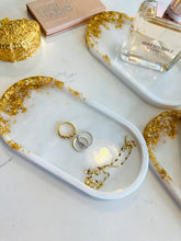 Load image into Gallery viewer, White Marble Inspired Resin Trinket Dish, Jewelry Tray, Vanity Tray