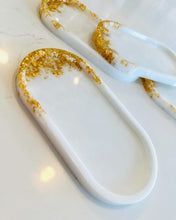 Load image into Gallery viewer, White Marble Inspired Resin Trinket Dish, Jewelry Tray, Vanity Tray