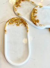 Load image into Gallery viewer, White Marble Inspired Resin Trinket Dish, Jewelry Tray, Vanity Tray
