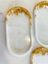 Load image into Gallery viewer, White Marble Inspired Resin Trinket Dish, Jewelry Tray, Vanity Tray
