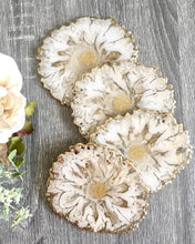 Load image into Gallery viewer, White and Gold Coaster Set of 4 - Resin and Gold Sparkles