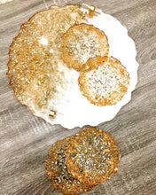 Load image into Gallery viewer, White and Gold - Tray & Coaster Set - Resin, Gold Leaf & Mirrors