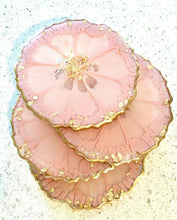 Load image into Gallery viewer, Dusk Pink and Gold Coaster Set of 4 - Resin and Gold Leaf
