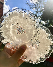 Load image into Gallery viewer, White and Silver Coaster Set of 4 - Resin and Silver Sparkles