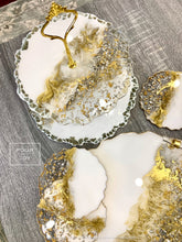 Load image into Gallery viewer, White, Gold & Silver - Dinning Set - Resin, Gold/Silver Flakes & Mirrors