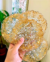 Load image into Gallery viewer, Mirror and Gold Coaster Set of 4 - Resin, Mirror & Gold Leaf