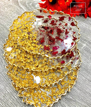 Load image into Gallery viewer, Dried Rose and Gold - Tray & Coaster Set - Resin & Gold Leaf