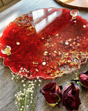 Load image into Gallery viewer, Luxury Rose Vanity Tray - Real dried roses, Gold foil, Resin