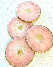 Load image into Gallery viewer, Dusk Pink and Gold Coaster Set of 4 - Resin and Gold Leaf