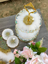 Load image into Gallery viewer, Geode White, Gold and Opal - Dinning Set - Resin, Crystals, Fireglass