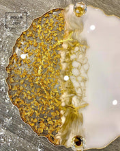 Load image into Gallery viewer, White and Gold Tray - Resin, Gold Leaf & Mirrors