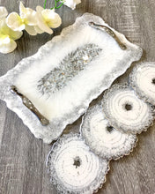 Load image into Gallery viewer, White and Silver - Tray & Coaster Set - Resin, Silver Leaf & Mirrors