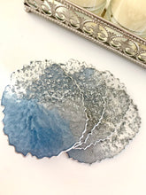Load image into Gallery viewer, Grey/Blue and Silver Coaster Set of 4 - Resin and Silver Leaf