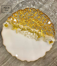 Load image into Gallery viewer, White and Gold Tray - Resin, Gold Leaf & Mirrors