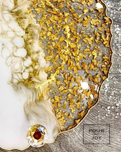 Load image into Gallery viewer, White and Gold Tray - Resin, Gold Leaf & Mirrors