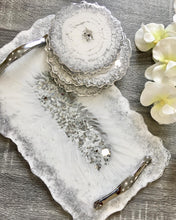 Load image into Gallery viewer, White and Silver - Tray & Coaster Set - Resin, Silver Leaf & Mirrors
