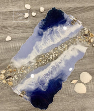 Load image into Gallery viewer, Shades of Blue - Tray & Coaster Set - Resin, Sea Shells