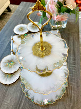 Load image into Gallery viewer, Geode White, Gold and Opal - Dinning Set - Resin, Crystals, Fireglass