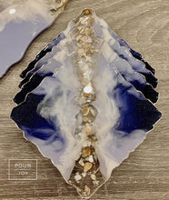 Load image into Gallery viewer, Shades of Blue - Tray & Coaster Set - Resin, Sea Shells