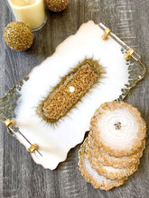 Load image into Gallery viewer, White and Gold - Tray & Coaster Set - Resin, Gold Leaf & Mirrors