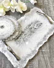 Load image into Gallery viewer, White and Silver - Tray & Coaster Set - Resin, Silver Leaf & Mirrors