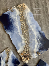 Load image into Gallery viewer, Shades of Blue - Tray & Coaster Set - Resin, Sea Shells