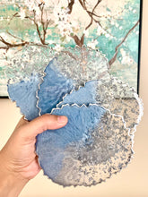 Load image into Gallery viewer, Grey/Blue and Silver Coaster Set of 4 - Resin and Silver Leaf