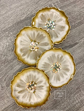 Load image into Gallery viewer, White, Gold and Opal ~ Tray & Coaster Set - Resin, Seashells, Crystals