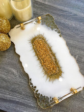 Load image into Gallery viewer, White and Gold - Tray & Coaster Set - Resin, Gold Leaf & Mirrors