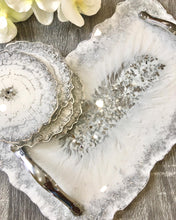 Load image into Gallery viewer, White and Silver - Tray & Coaster Set - Resin, Silver Leaf & Mirrors