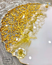 Load image into Gallery viewer, White and Gold Tray - Resin, Gold Leaf & Mirrors