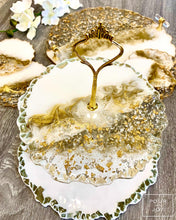 Load image into Gallery viewer, White, Gold & Silver - Dinning Set - Resin, Gold/Silver Flakes & Mirrors