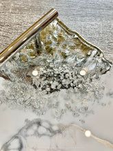 Load image into Gallery viewer, White &amp; Silver Marble Design -  Extra Large - Geode Tray - Resin, Silver leaf, Fireglass
