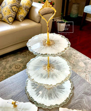 Load image into Gallery viewer, White and Gold - Dinning Set - Resin, Gold, Silver Sparkles &amp; Fireglass
