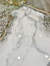 Load image into Gallery viewer, White &amp; Silver Marble Design -  Extra Large - Geode Tray - Resin, Silver leaf, Fireglass
