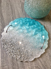 Load image into Gallery viewer, Ocean Blue Mermaid Tray - Resin, Silver Flakes &amp; Mirrors
