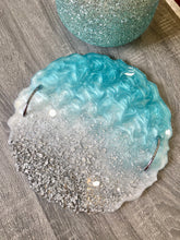 Load image into Gallery viewer, Ocean Blue Mermaid Tray - Resin, Silver Flakes &amp; Mirrors
