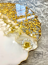 Load image into Gallery viewer, White and Gold Tray - Resin, Gold Leaf &amp; Mirrors
