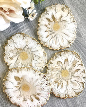 Load image into Gallery viewer, White and Gold Coaster Set of 4 - Resin and Gold Sparkles
