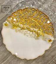 Load image into Gallery viewer, White and Gold Tray - Resin, Gold Leaf &amp; Mirrors

