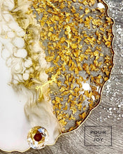 Load image into Gallery viewer, White and Gold Tray - Resin, Gold Leaf &amp; Mirrors
