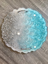 Load image into Gallery viewer, Ocean Blue Mermaid Tray - Resin, Silver Flakes &amp; Mirrors
