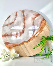 Load image into Gallery viewer, Shades of White &amp; Copper Resin Charcuterie Board
