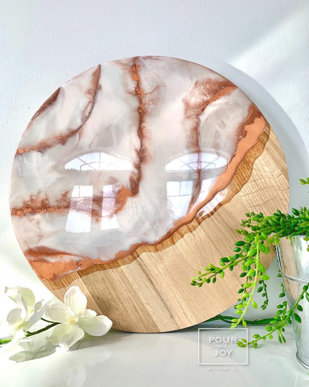 Shades of White & Copper Resin Charcuterie Board