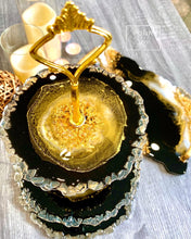 Load image into Gallery viewer, Marbleized Black, White &amp; Gold - Dinning Set - Resin, Gold leaf, Fireglass
