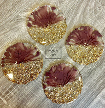 Load image into Gallery viewer, Mushroom and Champagne Coasters - Set of 4 - Resin and Sparkles
